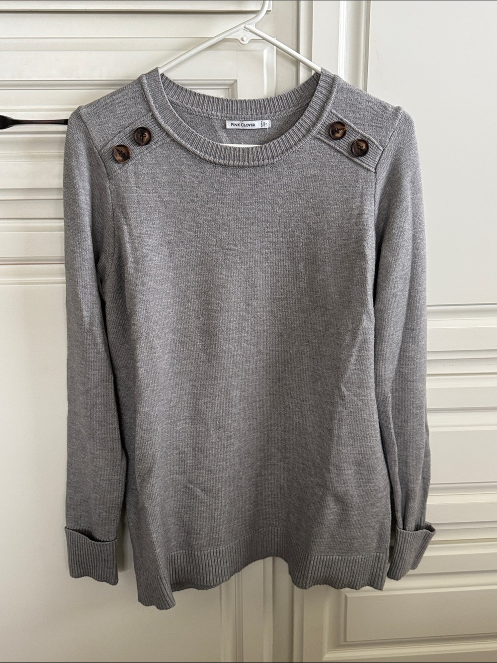 Pink Clover Button-Shoulder Sweater